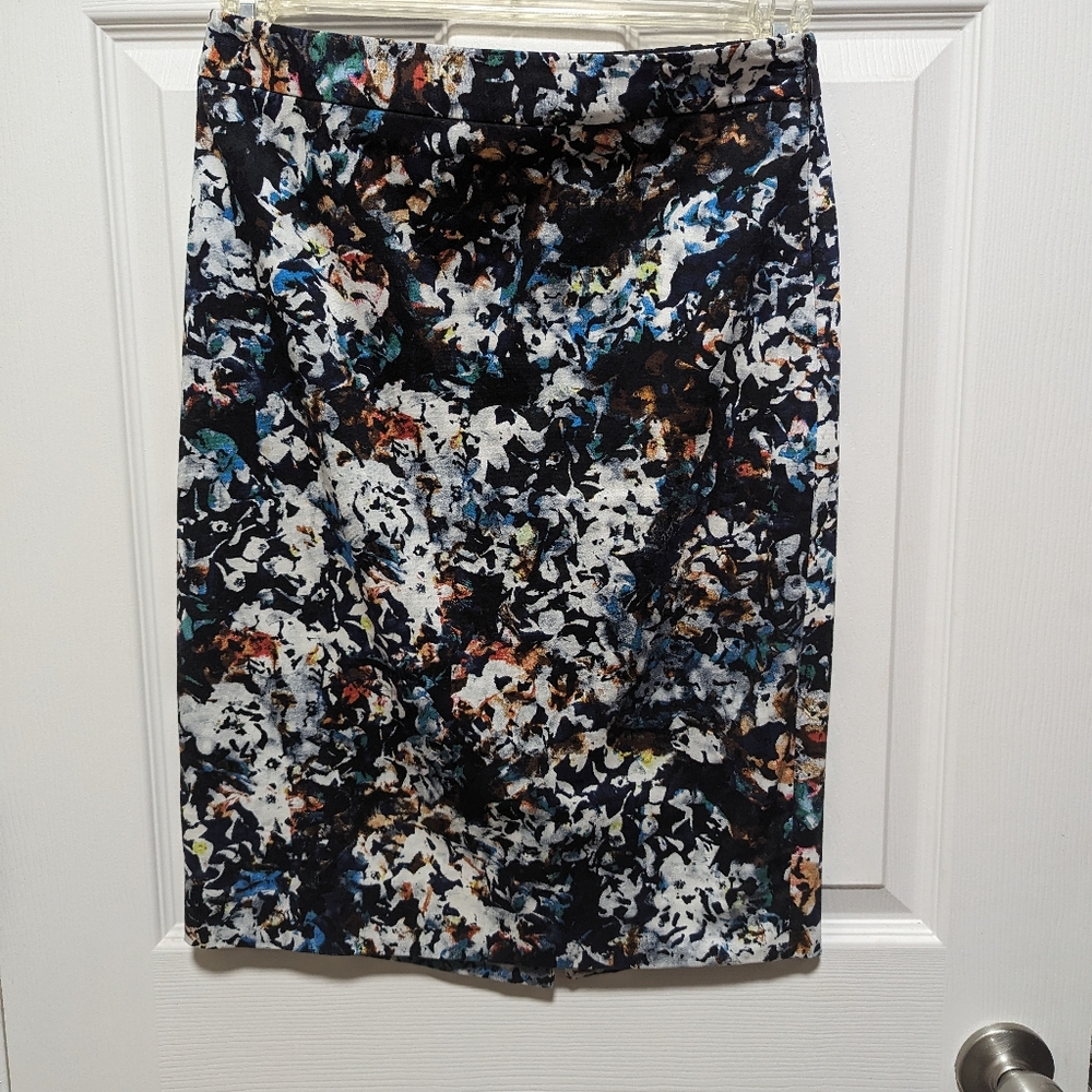 The Limited Watercolor Mixed Print Pencil Skirt